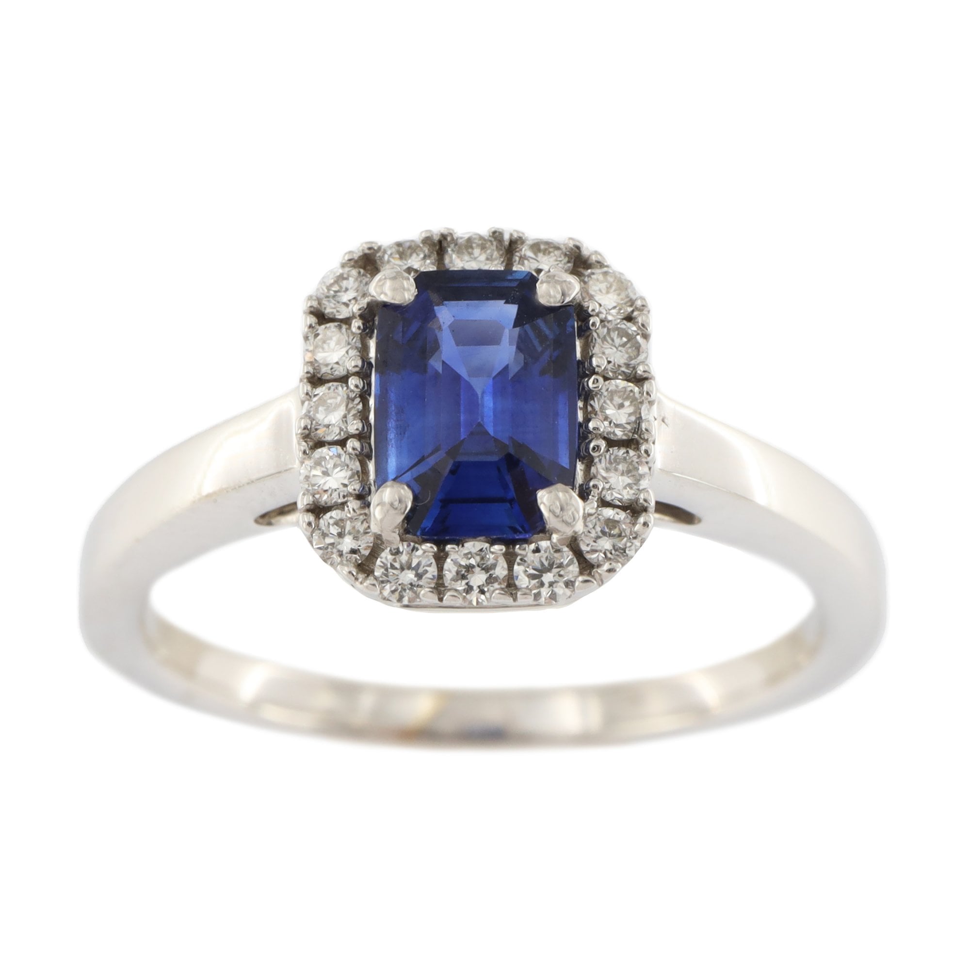 18ct White Gold Sapphire & Diamond Cluster Ring