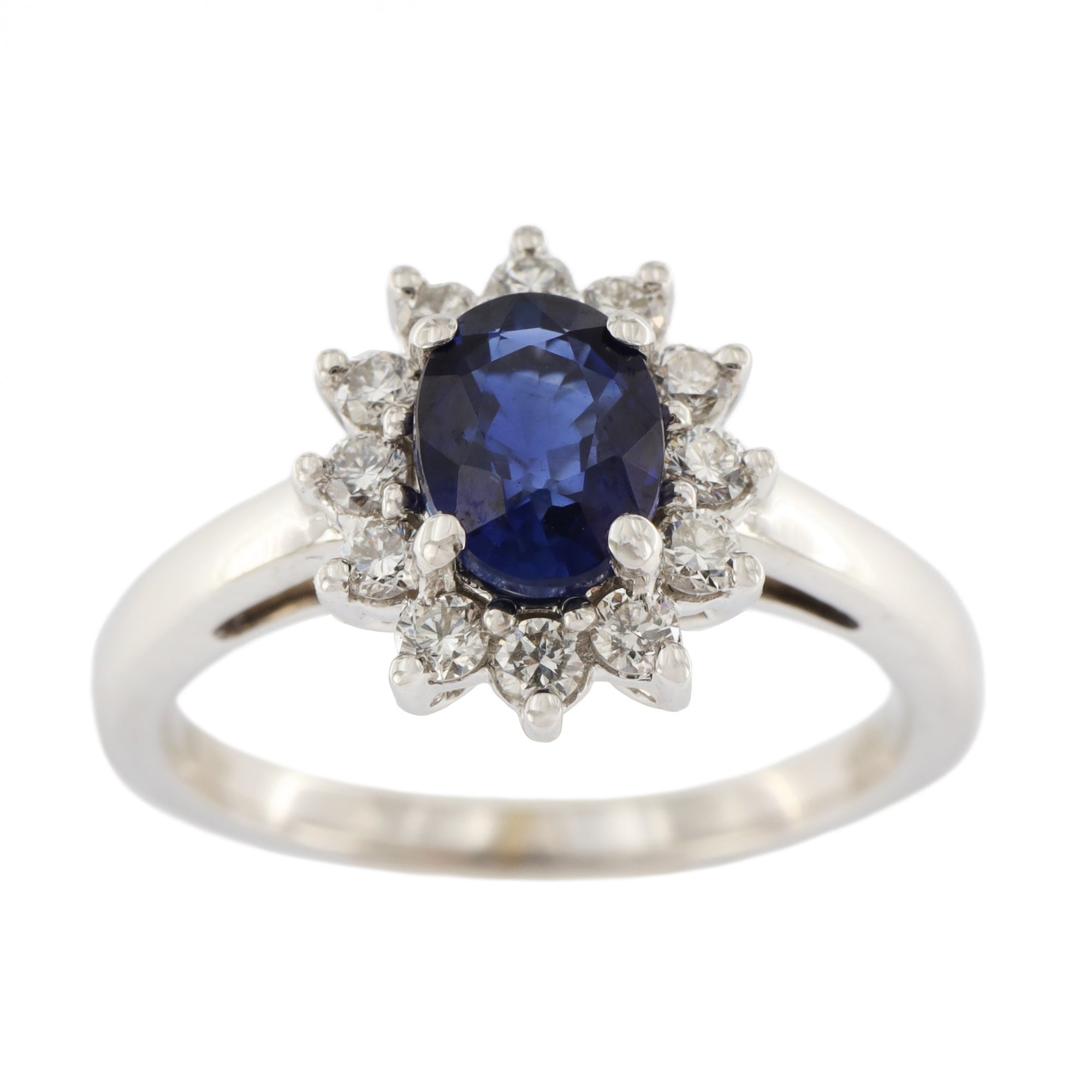 18ct White Gold Sapphire & Diamond Cluster Ring