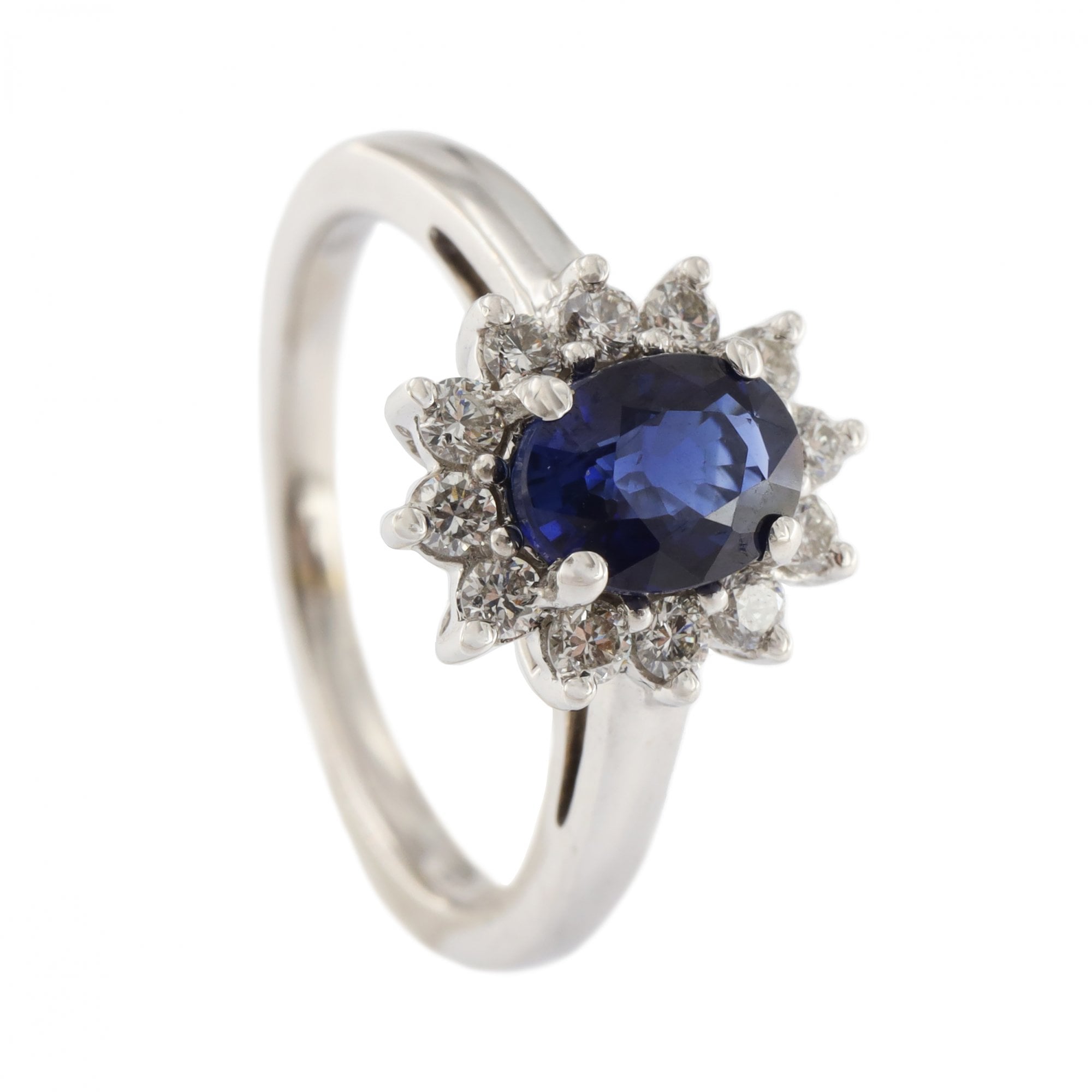 18ct White Gold Sapphire & Diamond Cluster Ring