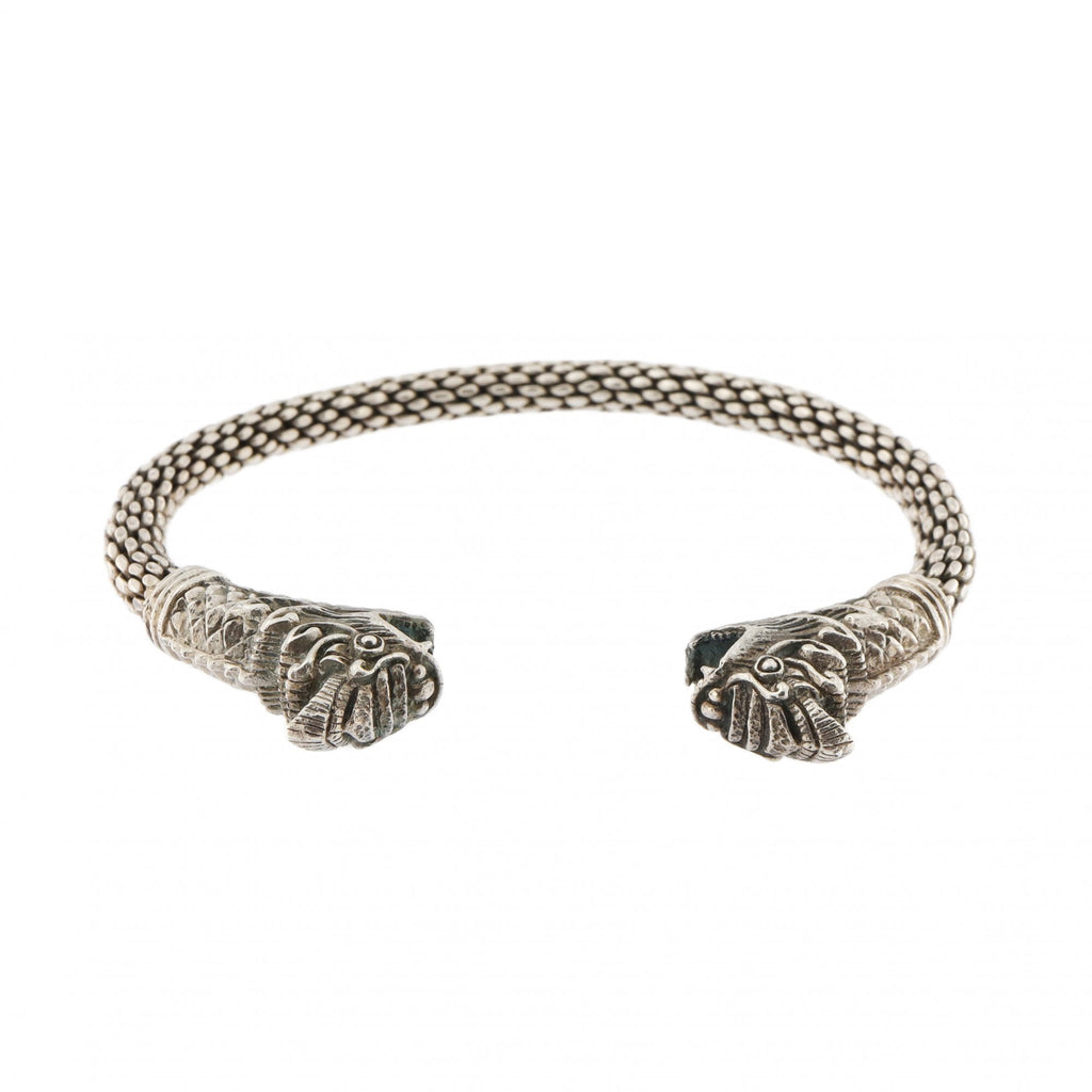 925 Stamped Silver Dragon Head Bangle