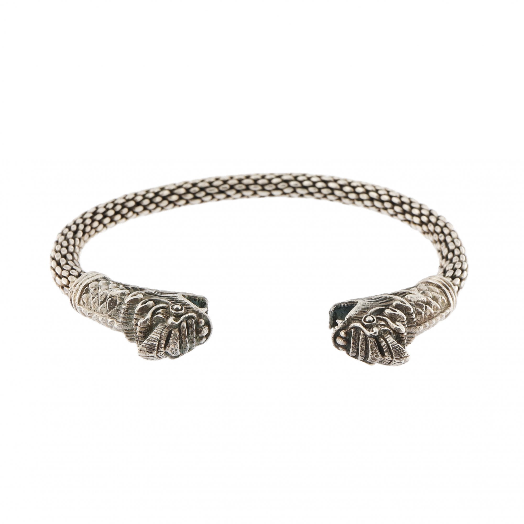925 Stamped Silver Dragon Head Bangle