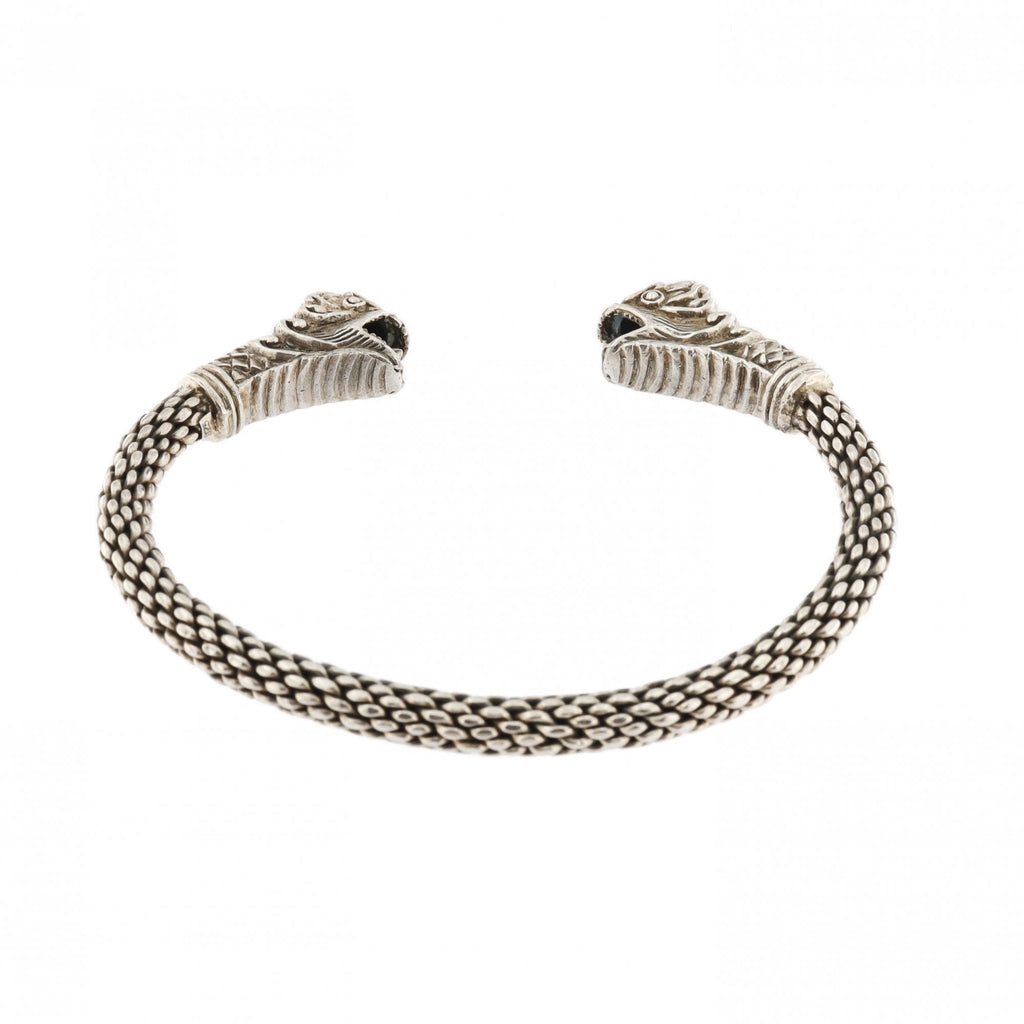 925 Stamped Silver Dragon Head Bangle