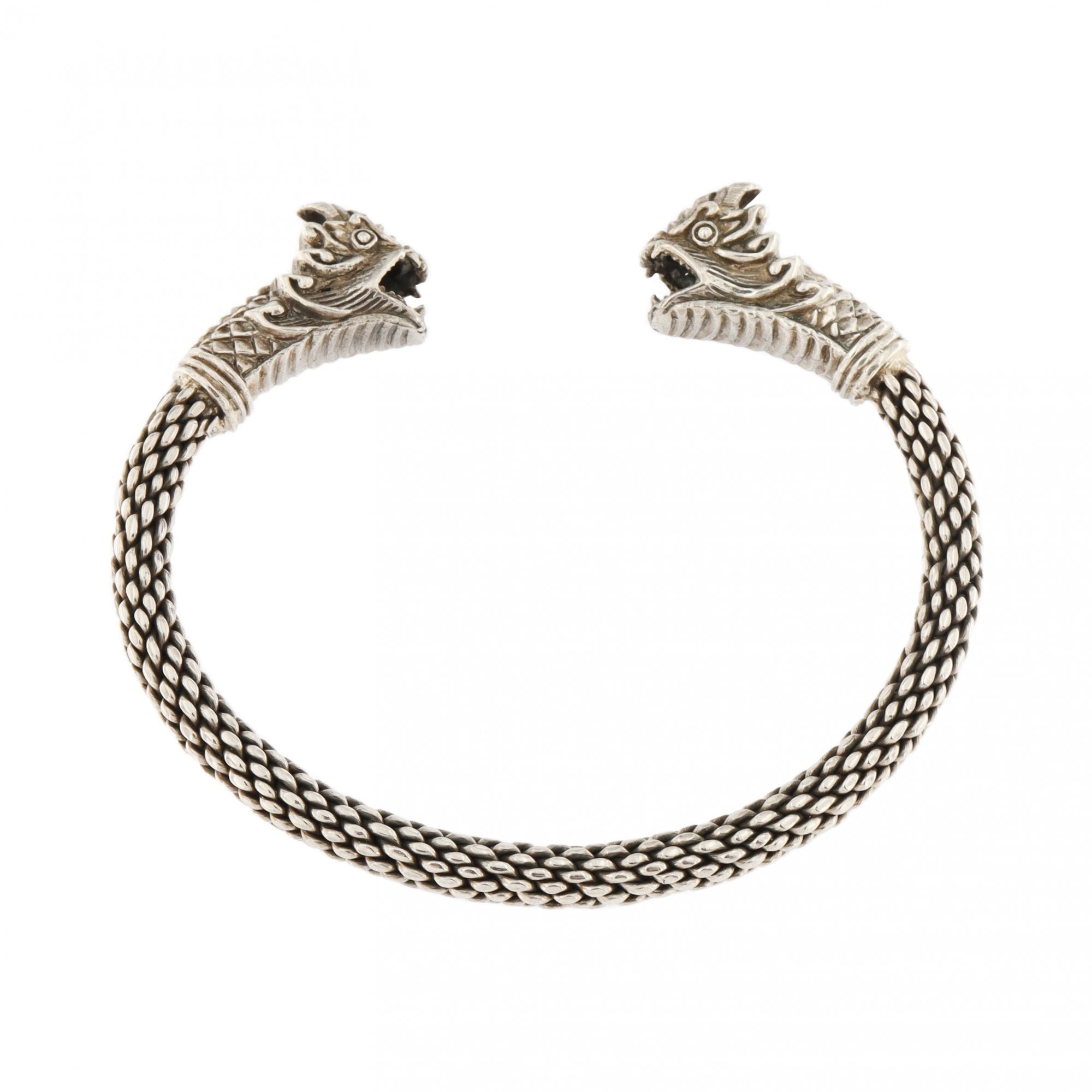 925 Stamped Silver Dragon Head Bangle