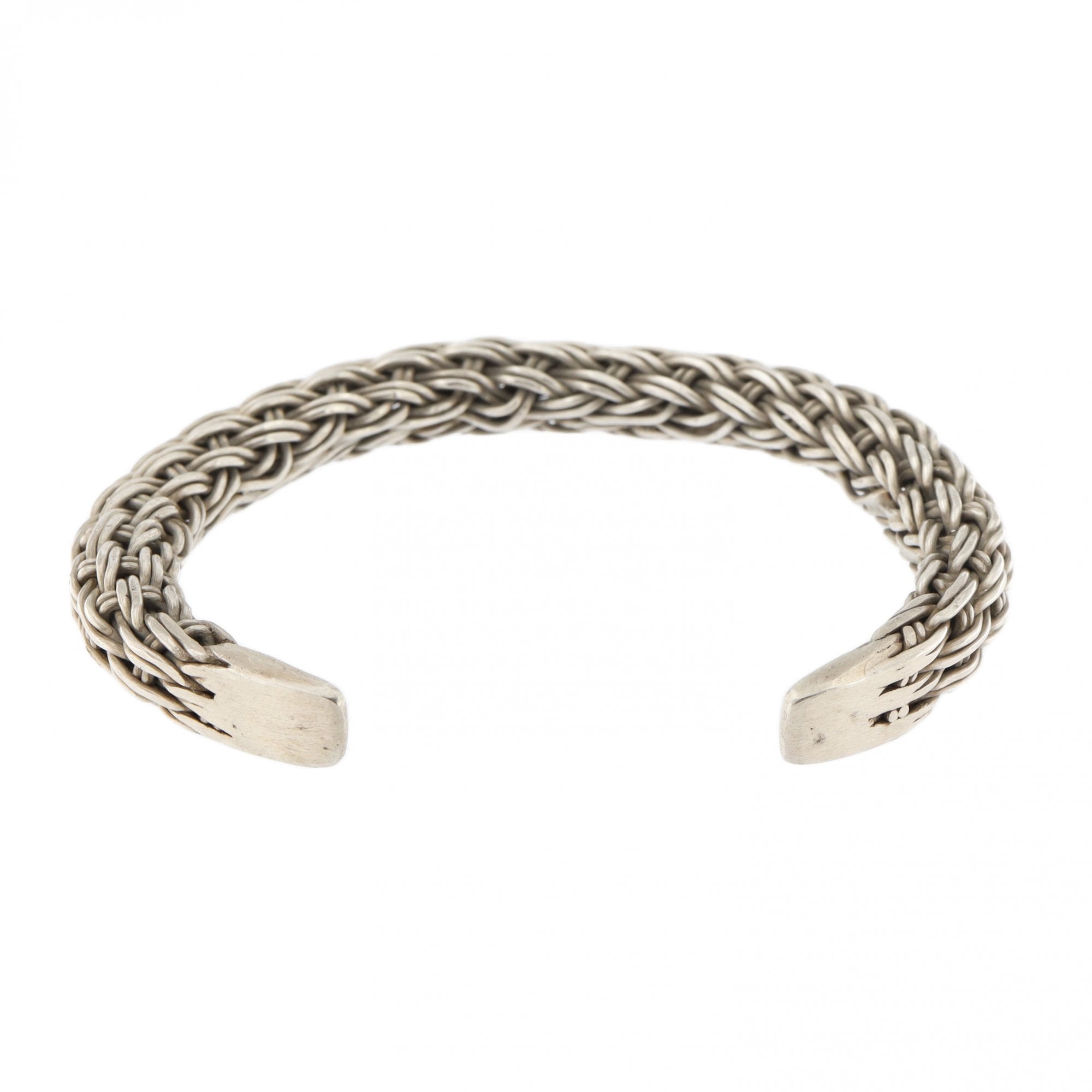 925 Stamped Silver Fancy Weave Bangle