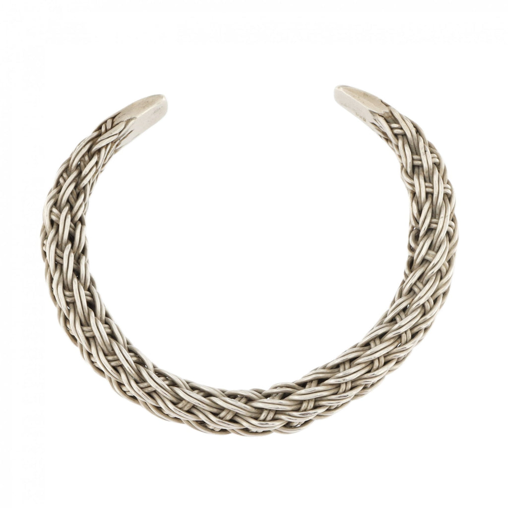 925 Stamped Silver Fancy Weave Bangle