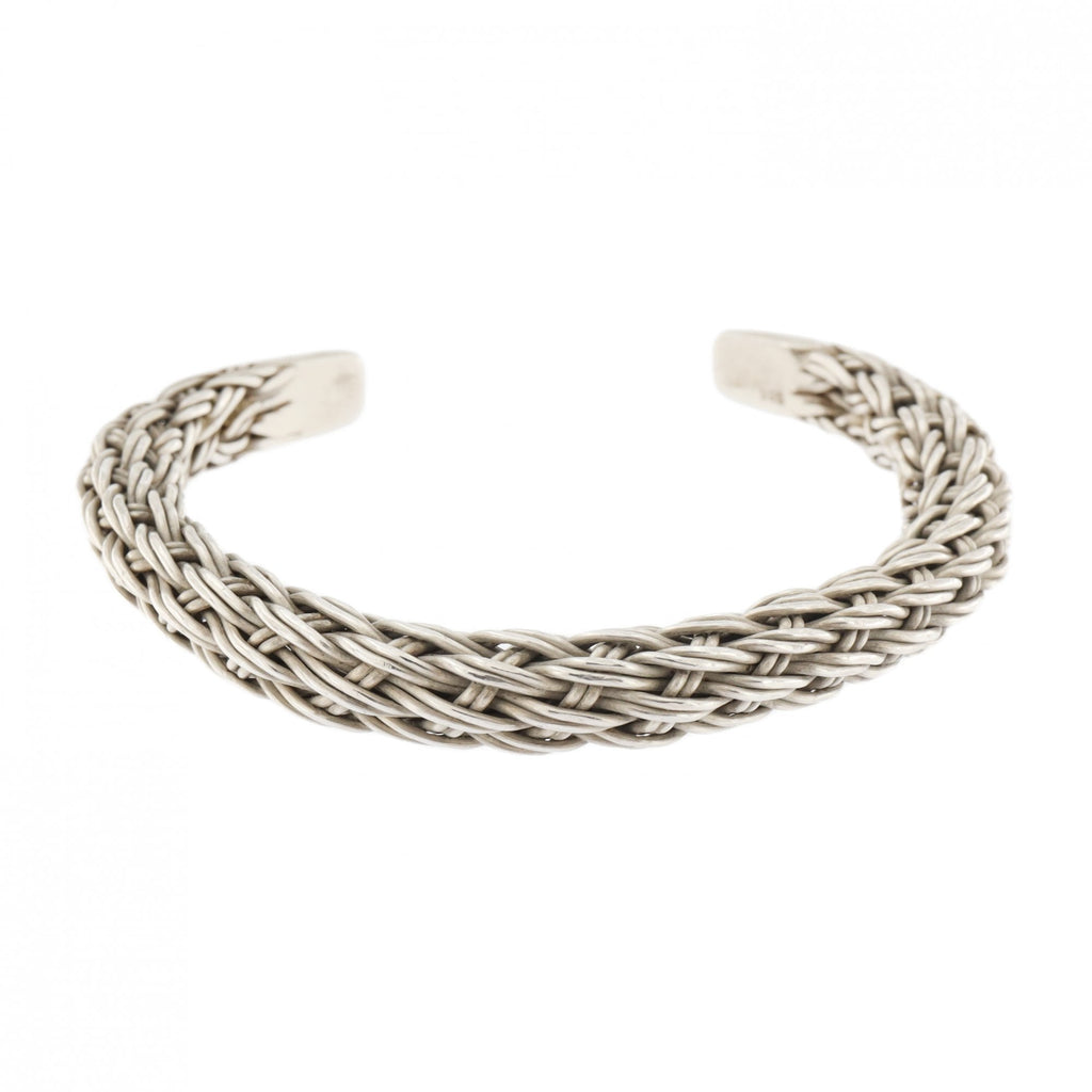 925 Stamped Silver Fancy Weave Bangle