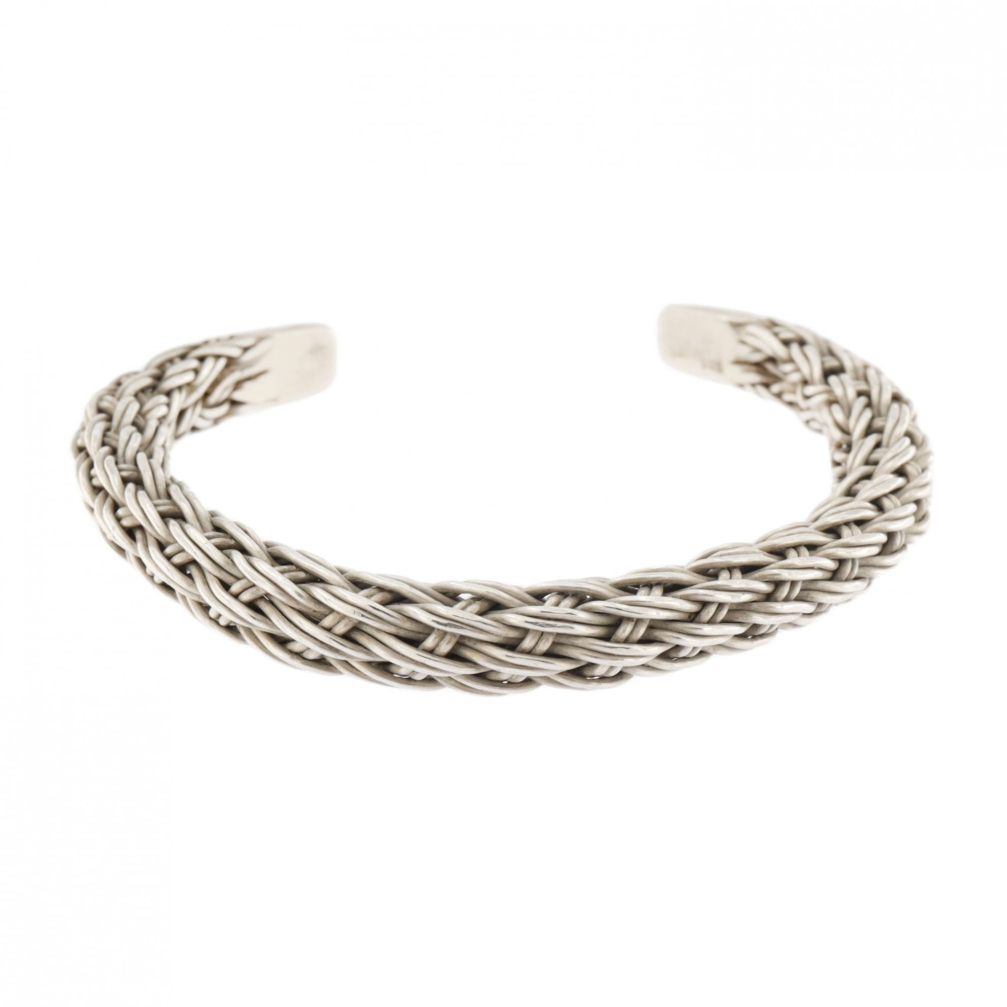 925 Stamped Silver Fancy Weave Bangle