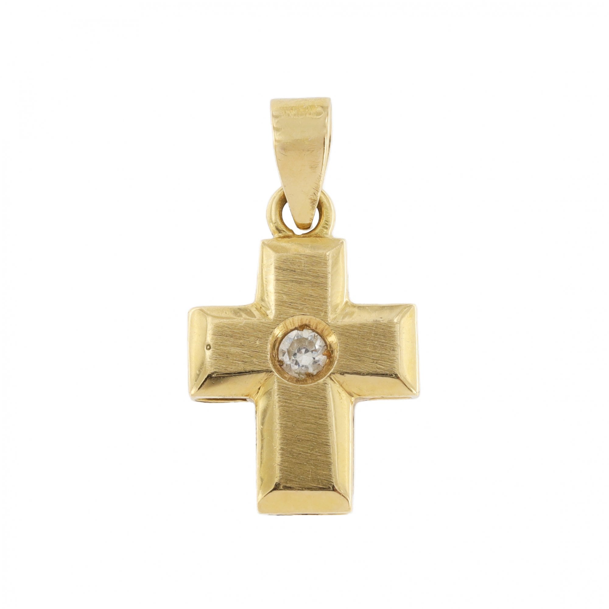 18ct Yellow Gold Mini Cubic Zirconia Cross