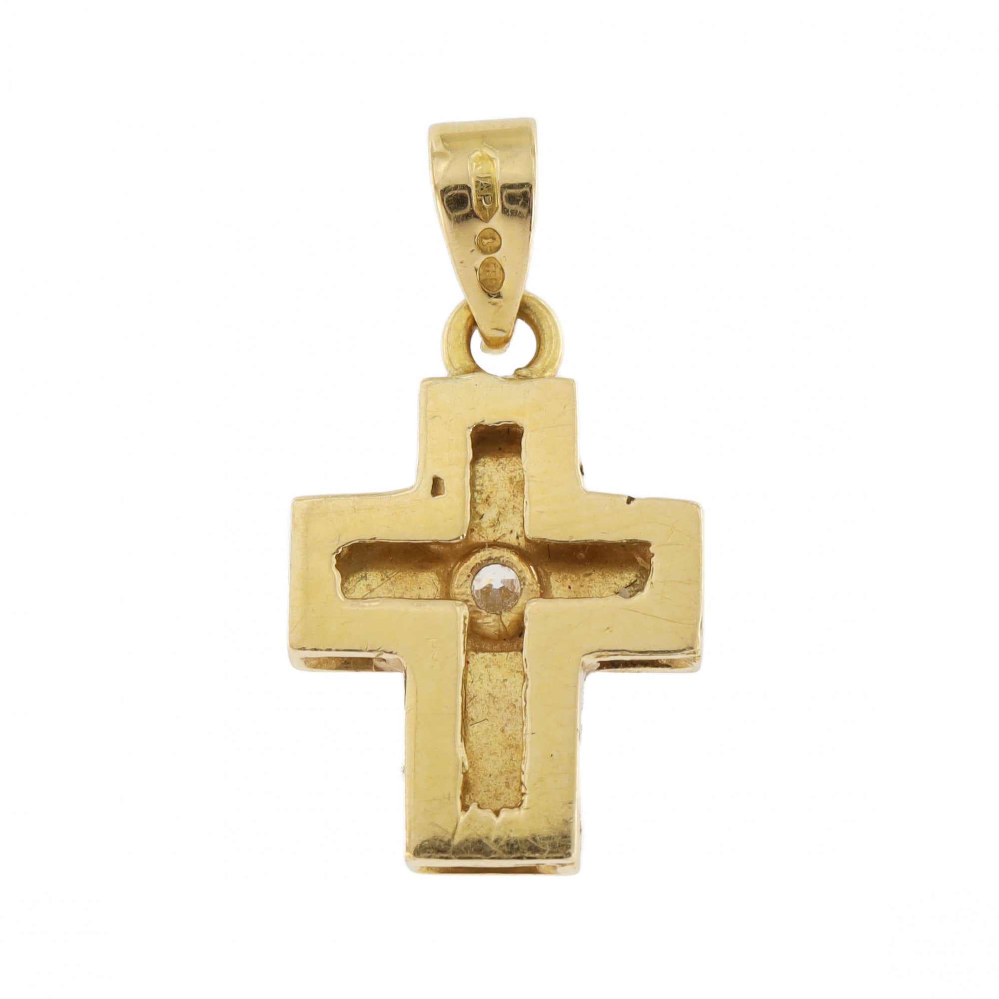 18ct Yellow Gold Mini Cubic Zirconia Cross