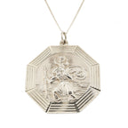 Silver St. Christopher Octagonal Pendant