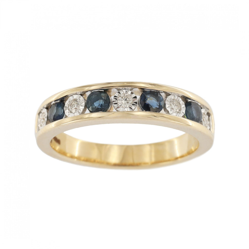 9ct Yellow Gold Sapphire & Diamond 1/2 Eternity Ring