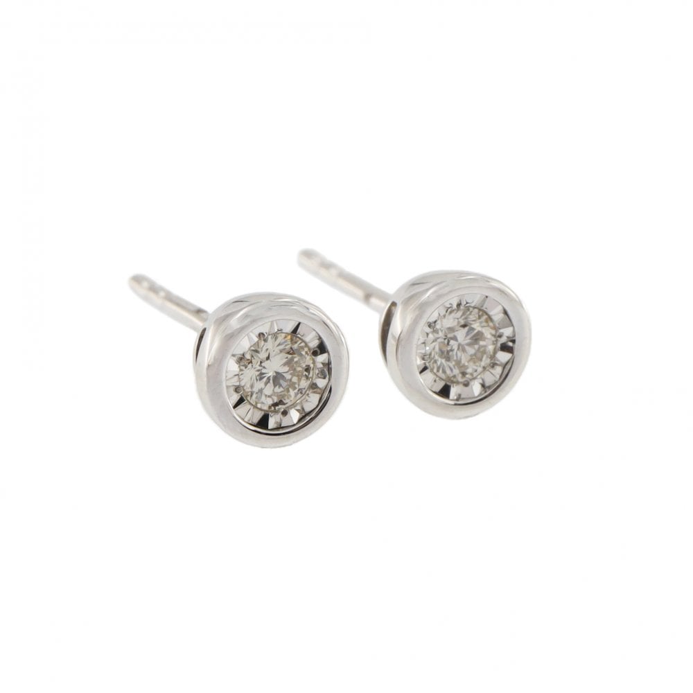 9ct White Gold Diamond 0.17ct Stud Earrings