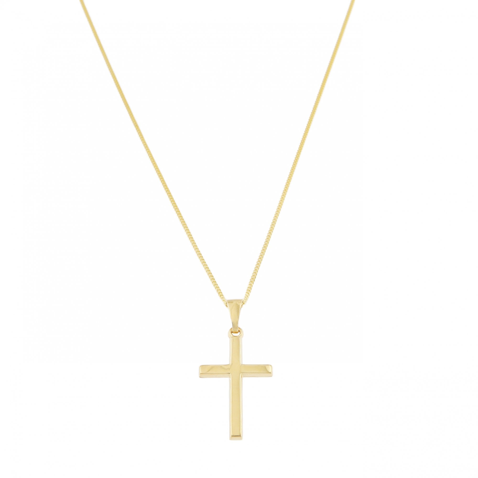 9ct Yellow Gold Cross Pendant & Chain