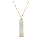 9ct Yellow Gold Mother Of Pearl Bar Pendant & Chain