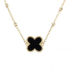 9ct Yellow Gold Onyx Petal Pendant & Chain
