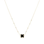 9ct Yellow Gold Onyx Petal Pendant & Chain