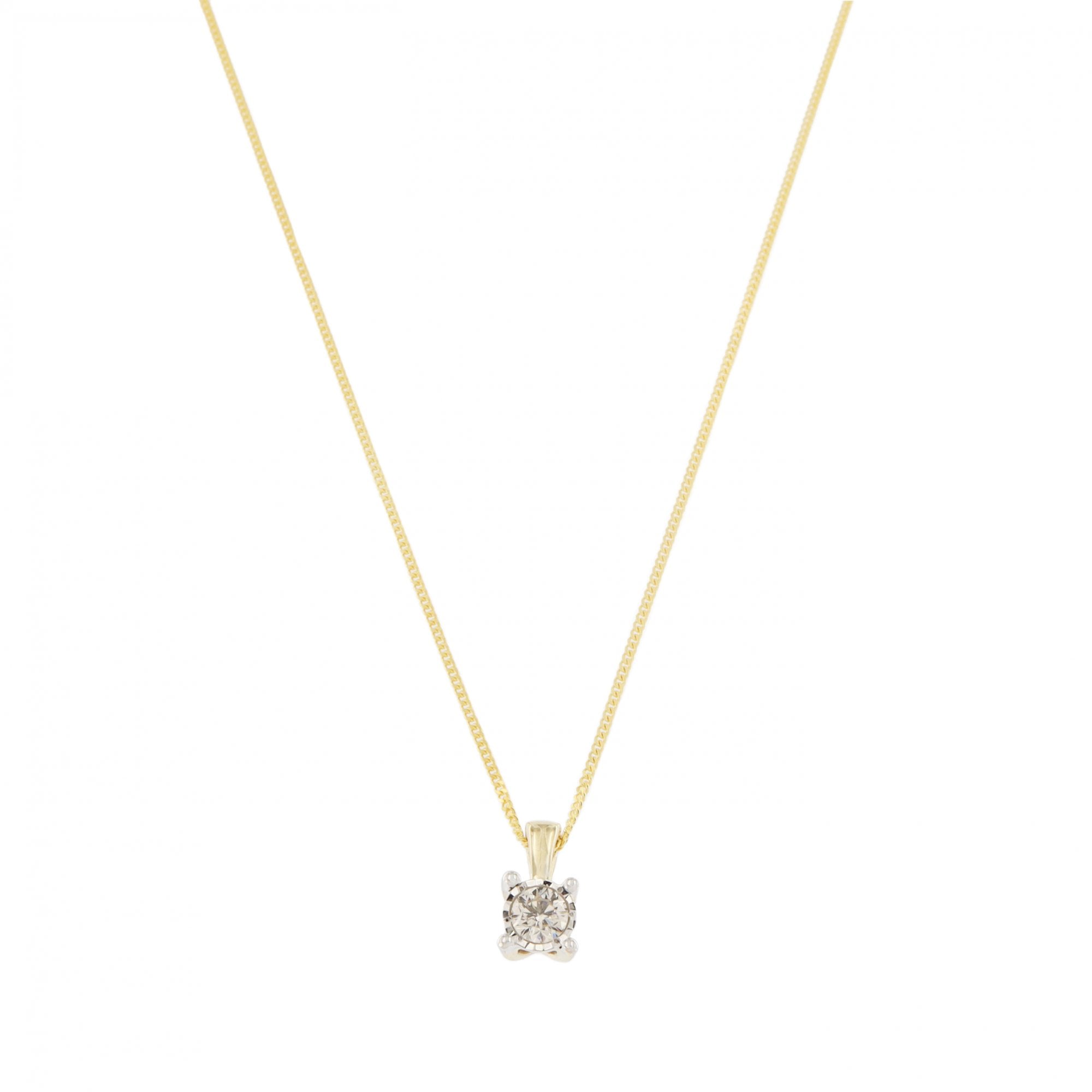 9ct Yellow Gold Diamond 0.25ct Pendant & Chain