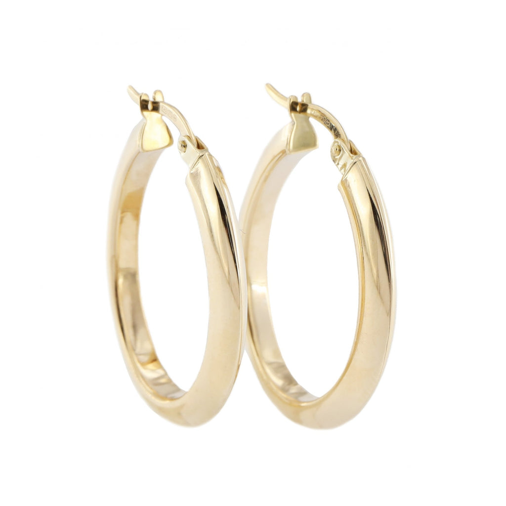 9ct Yellow Gold Oval Large Hoop Earrings