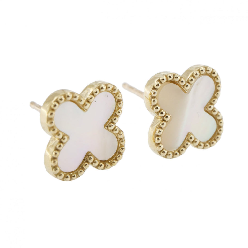 9ct Yellow Gold Mother of Pearl Petal Stud Earrings