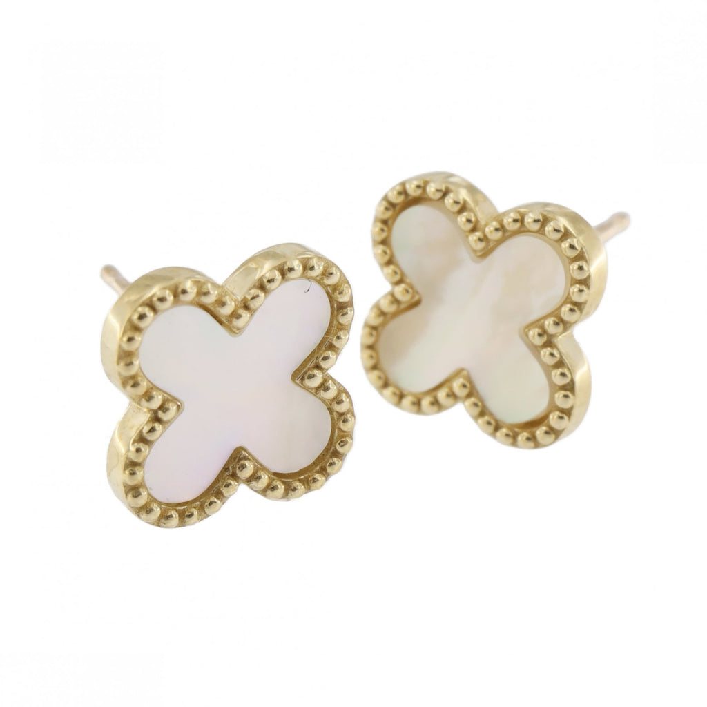 9ct Yellow Gold Mother of Pearl Petal Stud Earrings