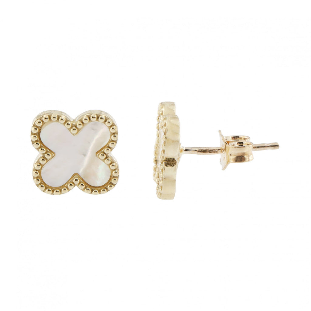 9ct Yellow Gold Mother of Pearl Petal Stud Earrings