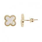 9ct Yellow Gold Mother of Pearl Petal Stud Earrings