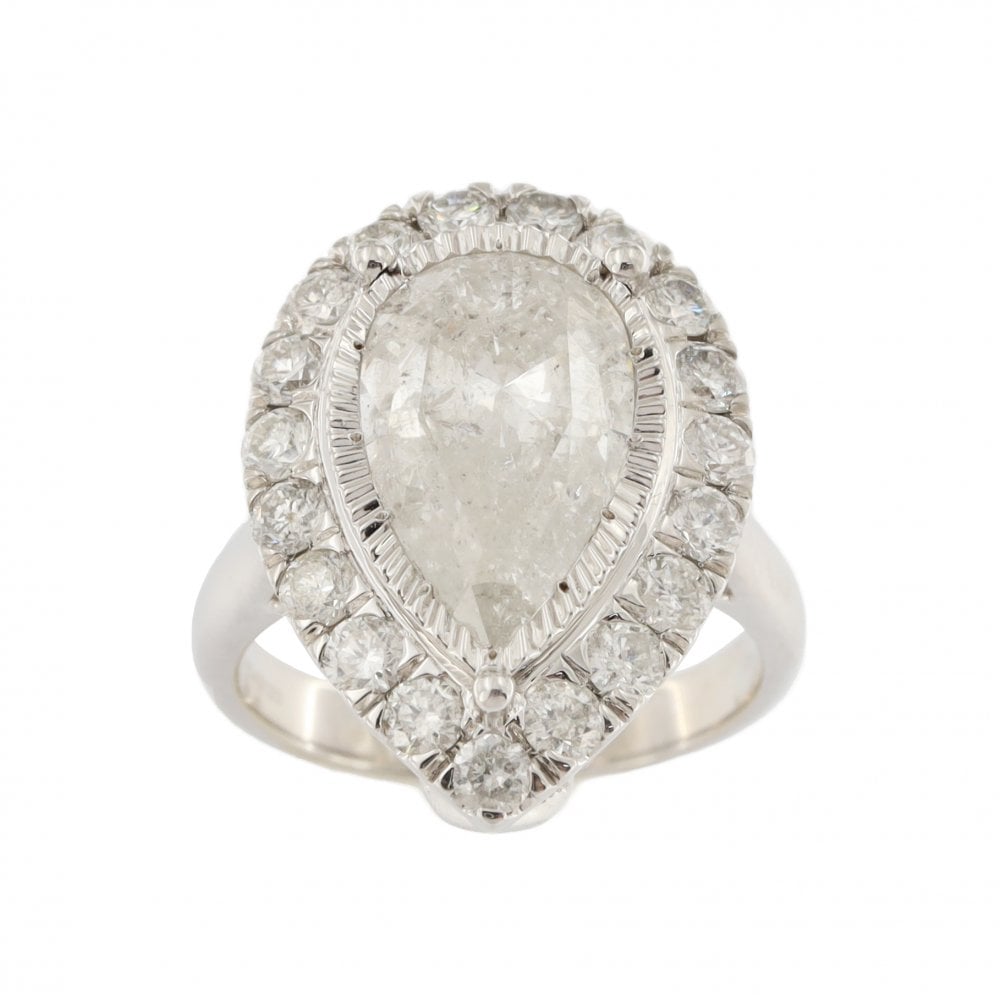 Platinum Diamond 3.09ct Pear Cluster Ring