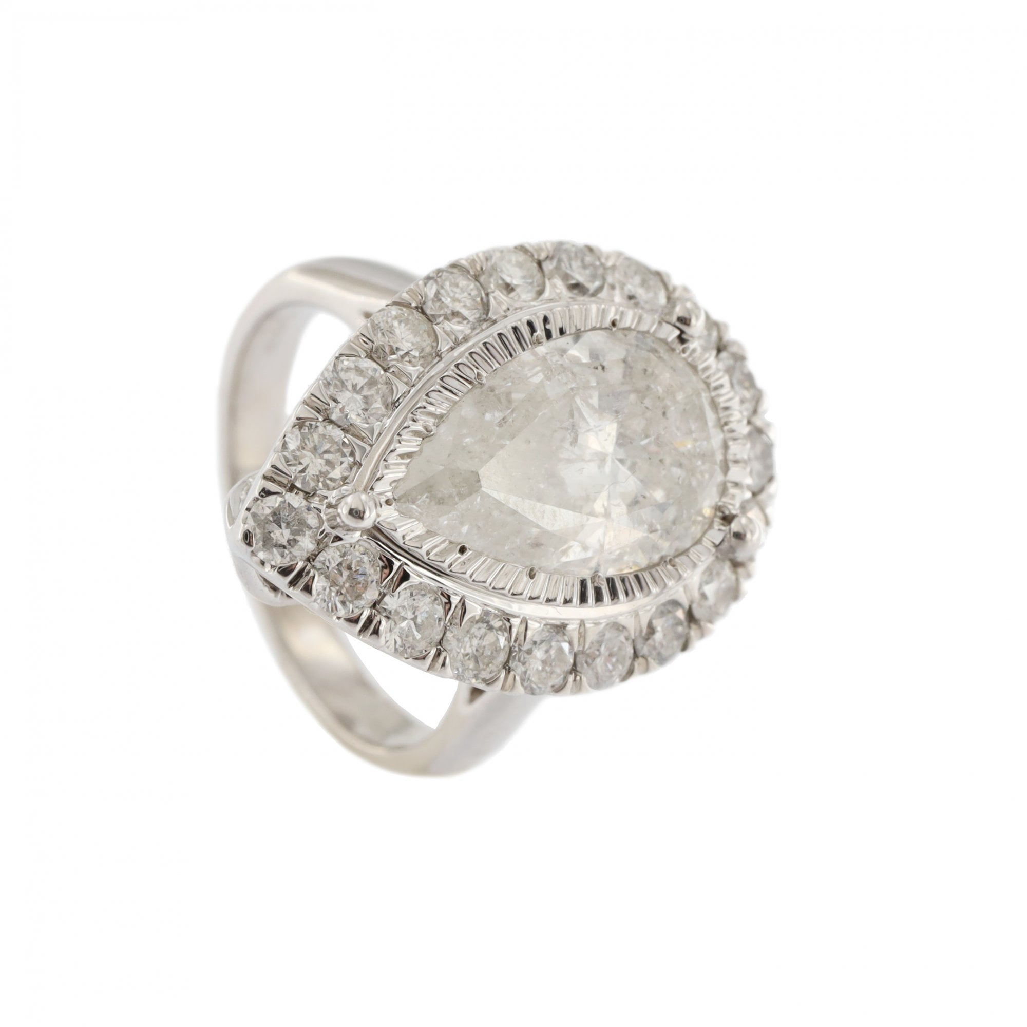 Platinum Diamond 3.09ct Pear Cluster Ring
