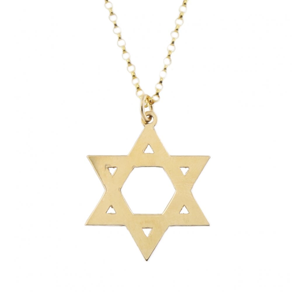 9ct Yellow Gold Star Of David & Chain