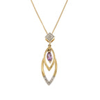 9ct Yellow Gold Diamond & Amethyst Pendant & Chain