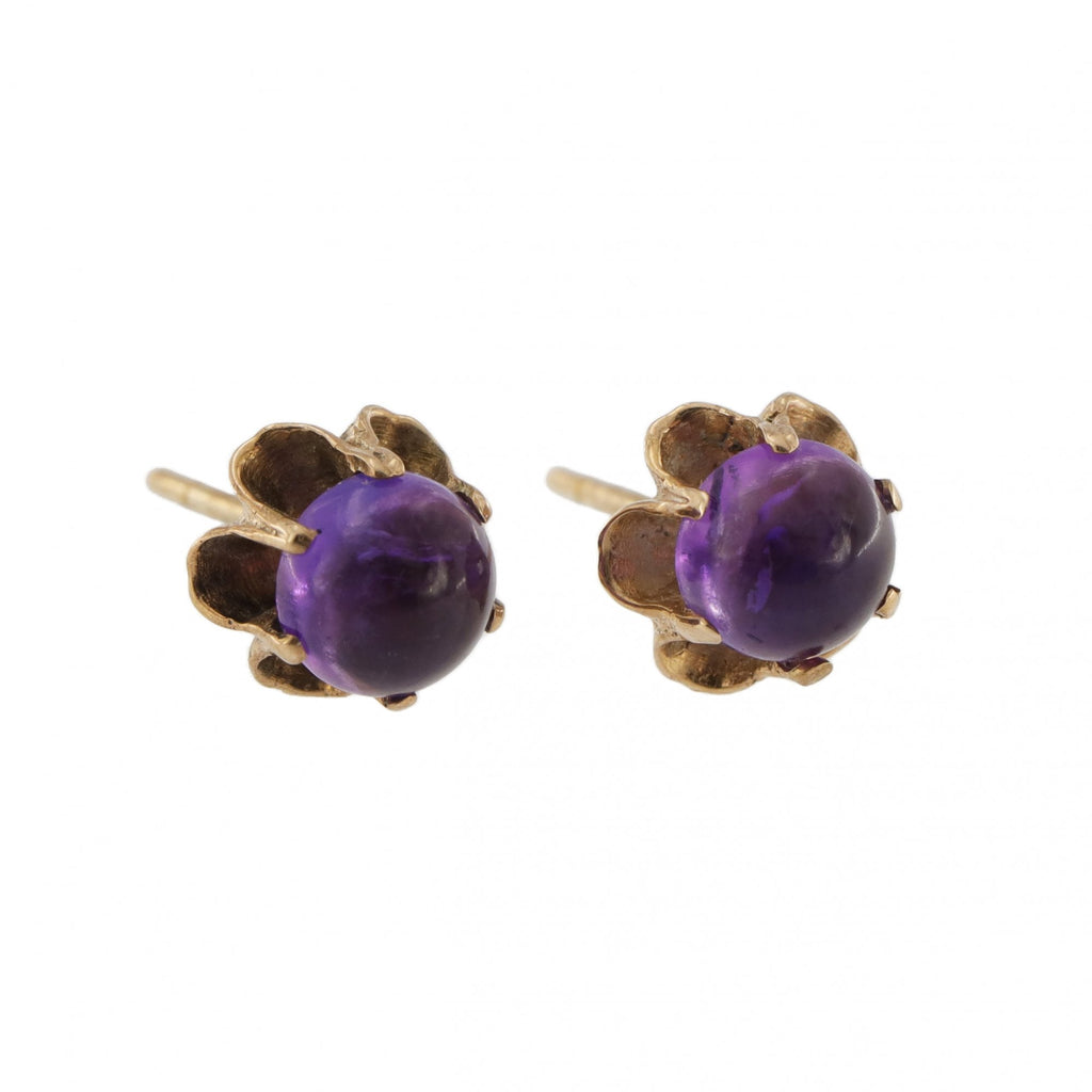 9ct Yellow Gold Amethyst Stud Earrings