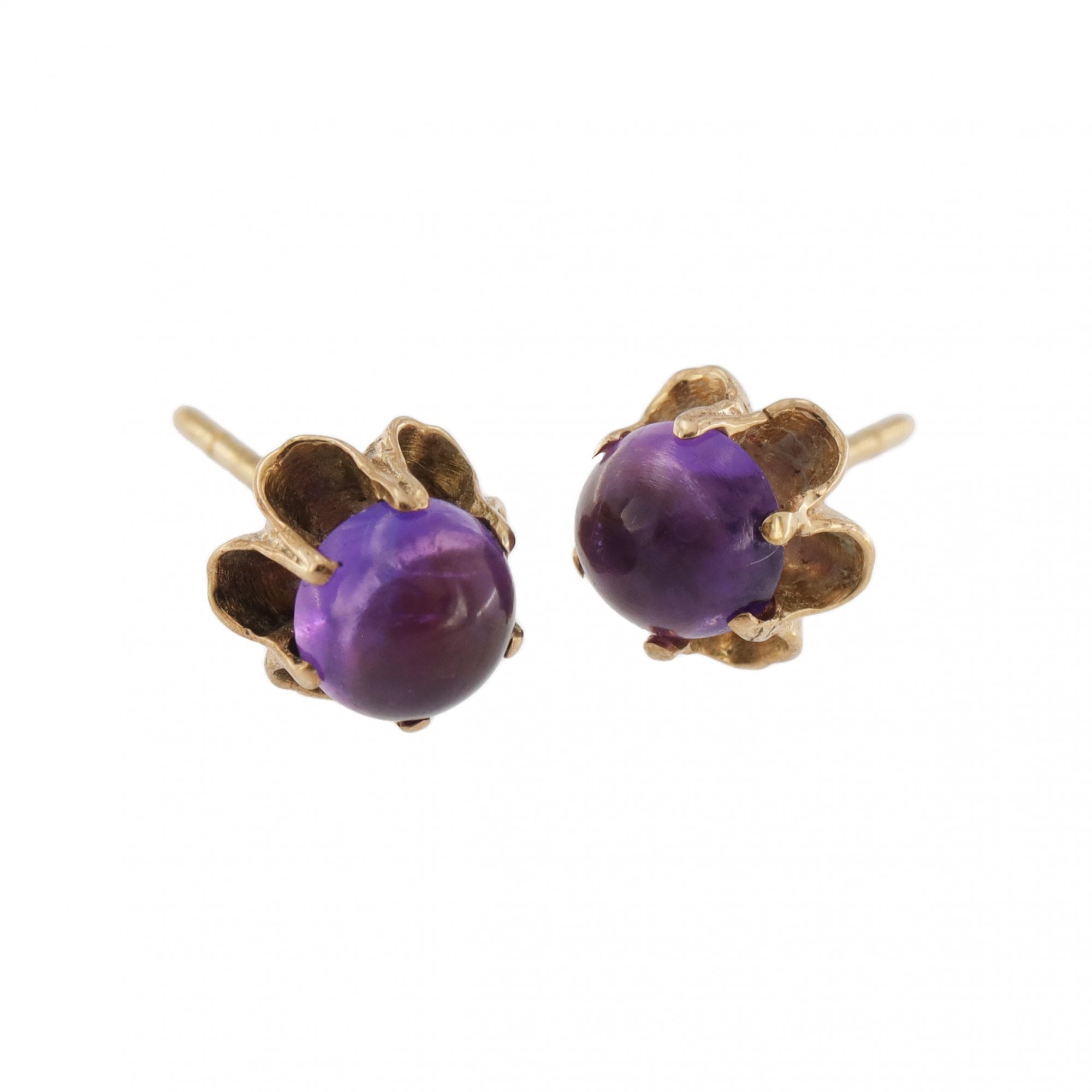 9ct Yellow Gold Amethyst Stud Earrings