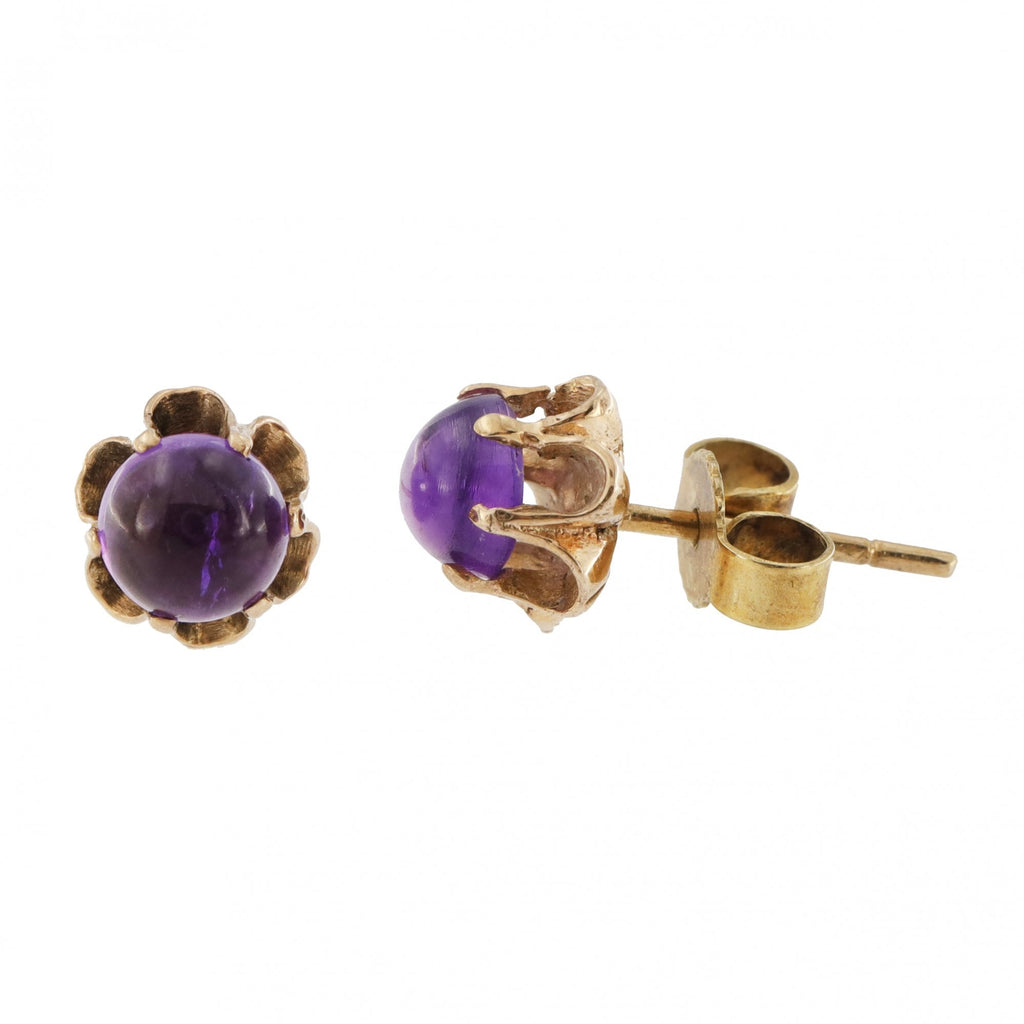 9ct Yellow Gold Amethyst Stud Earrings