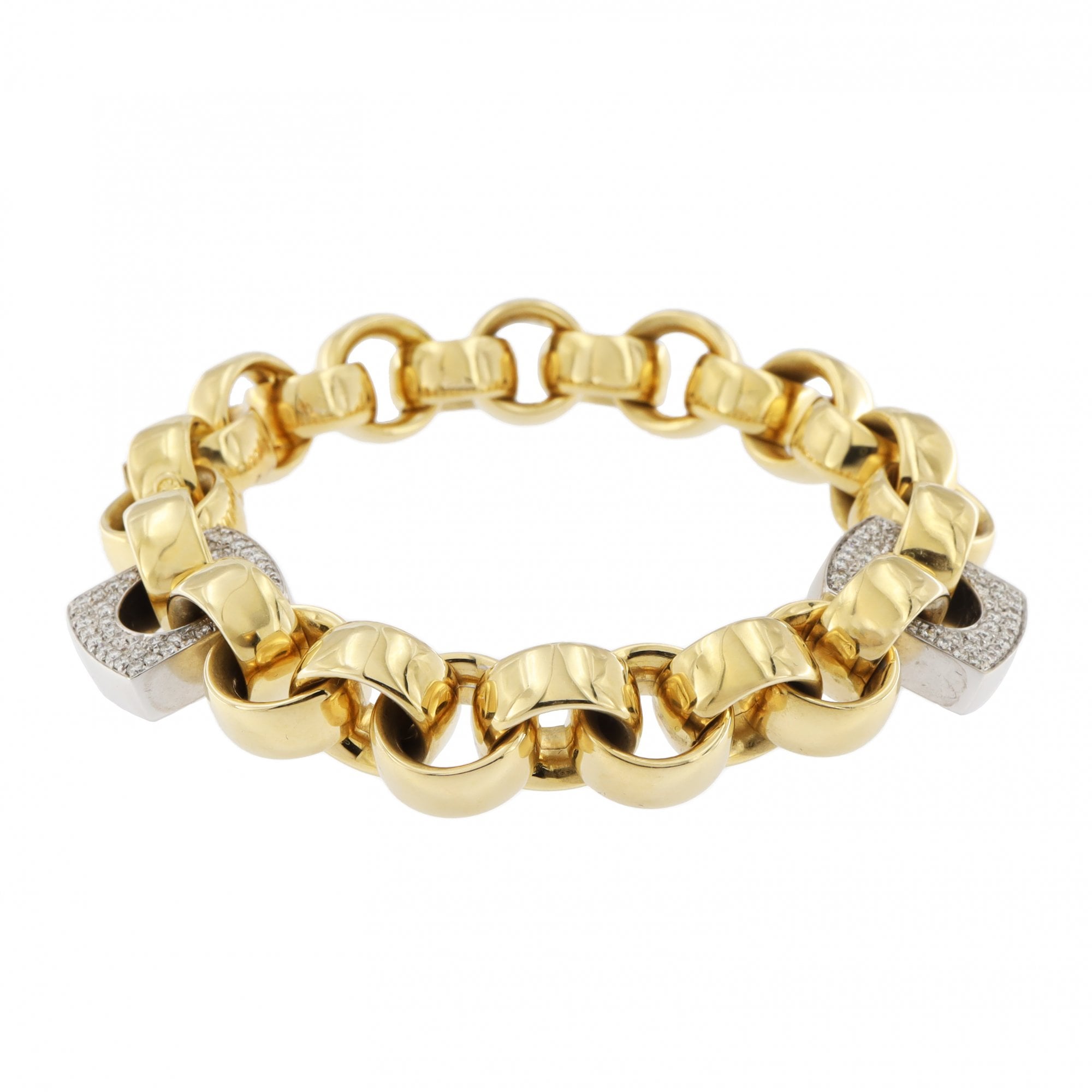 750 Stamped Dia Belcher Bracelet