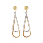 9ct Yellow Gold Bi-Colour Drop Earrings