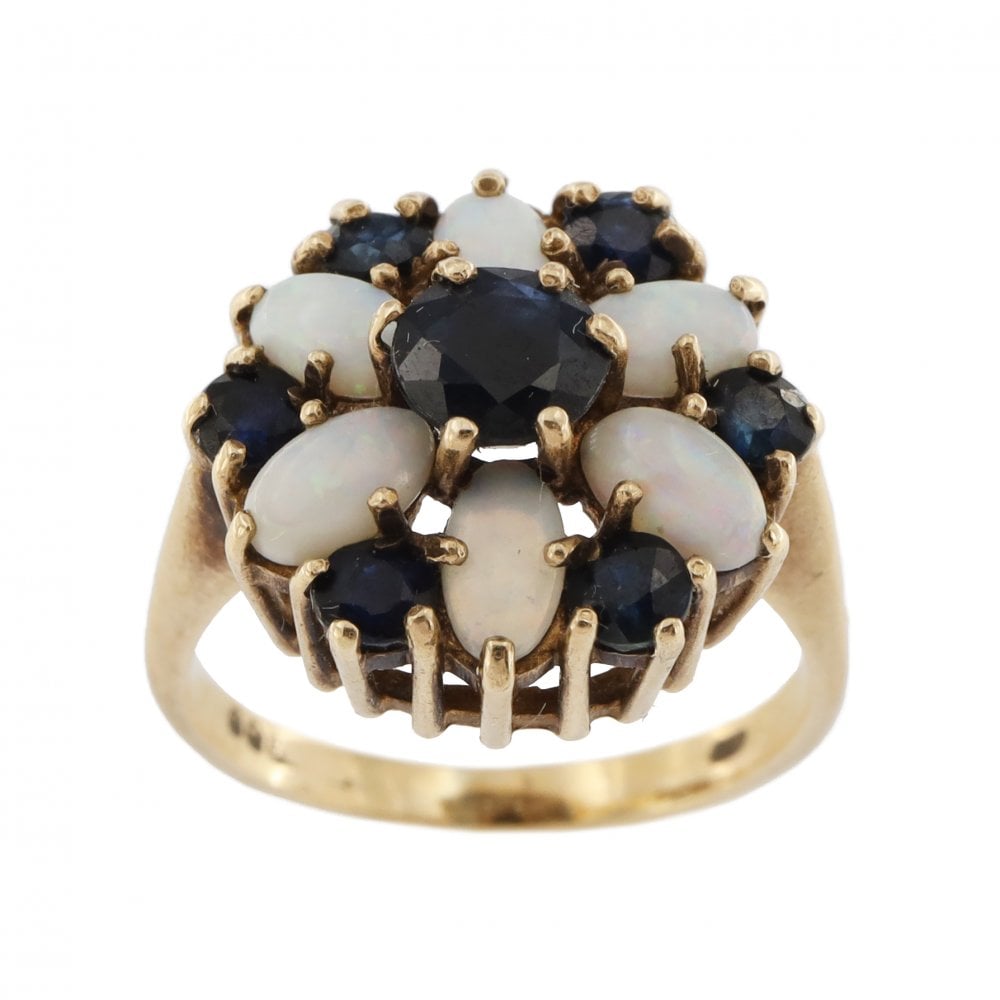 9ct Yellow Gold Sapphire & Opal Cluster Ring