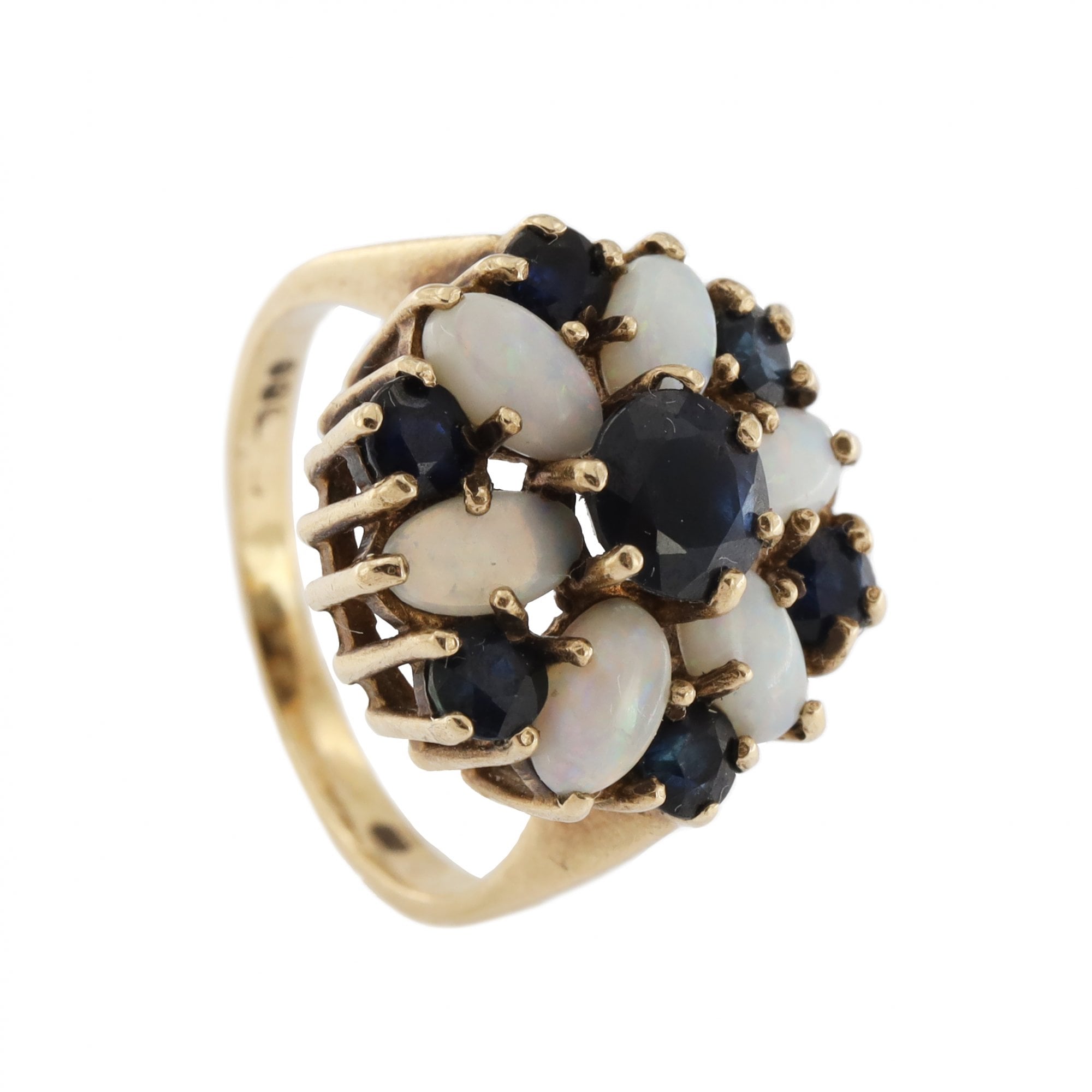 9ct Yellow Gold Sapphire & Opal Cluster Ring