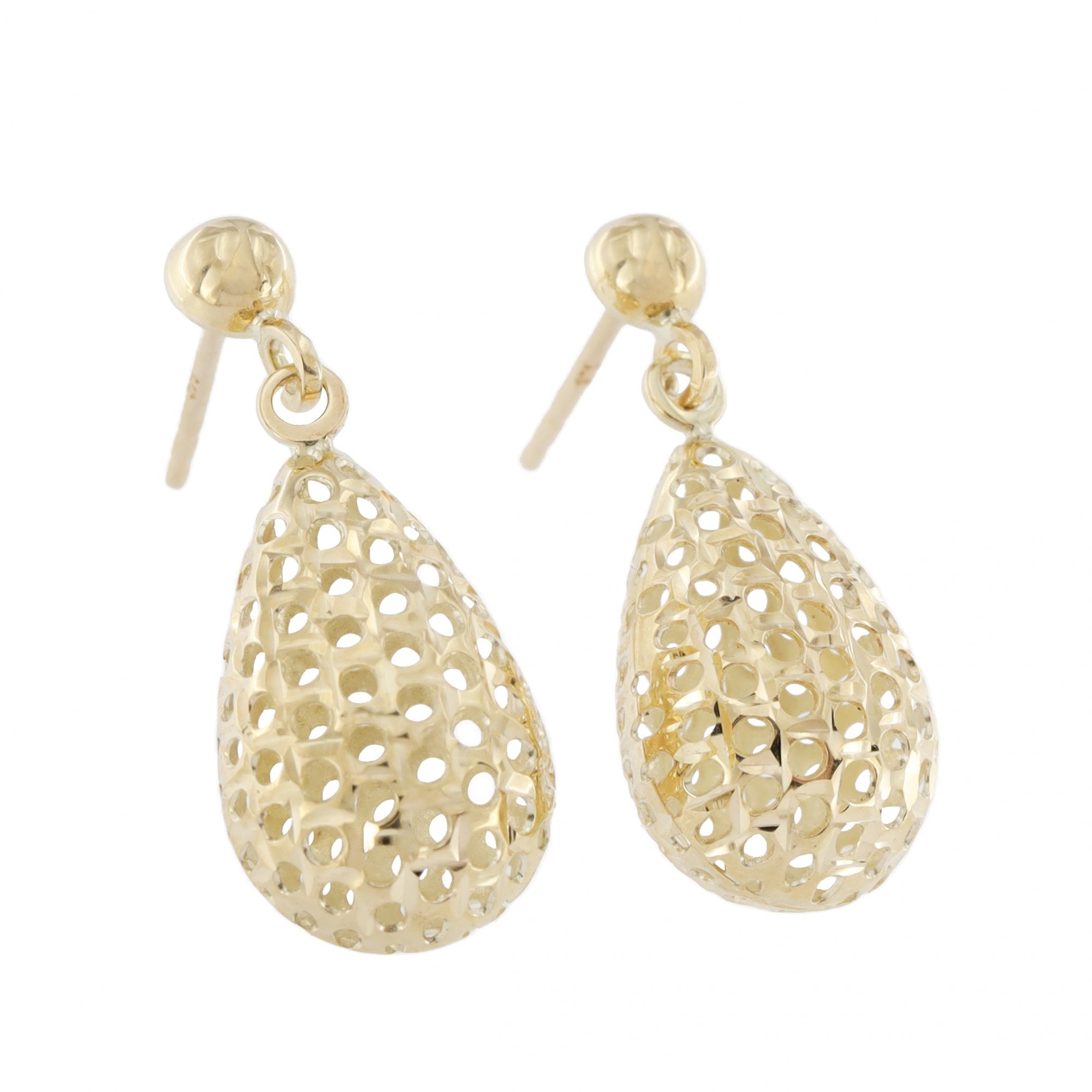 9ct Yellow Gold Bomber Drop Earrings