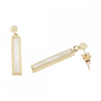 9ct Yellow Gold Mother Of Pearl Bar Drop Earrings