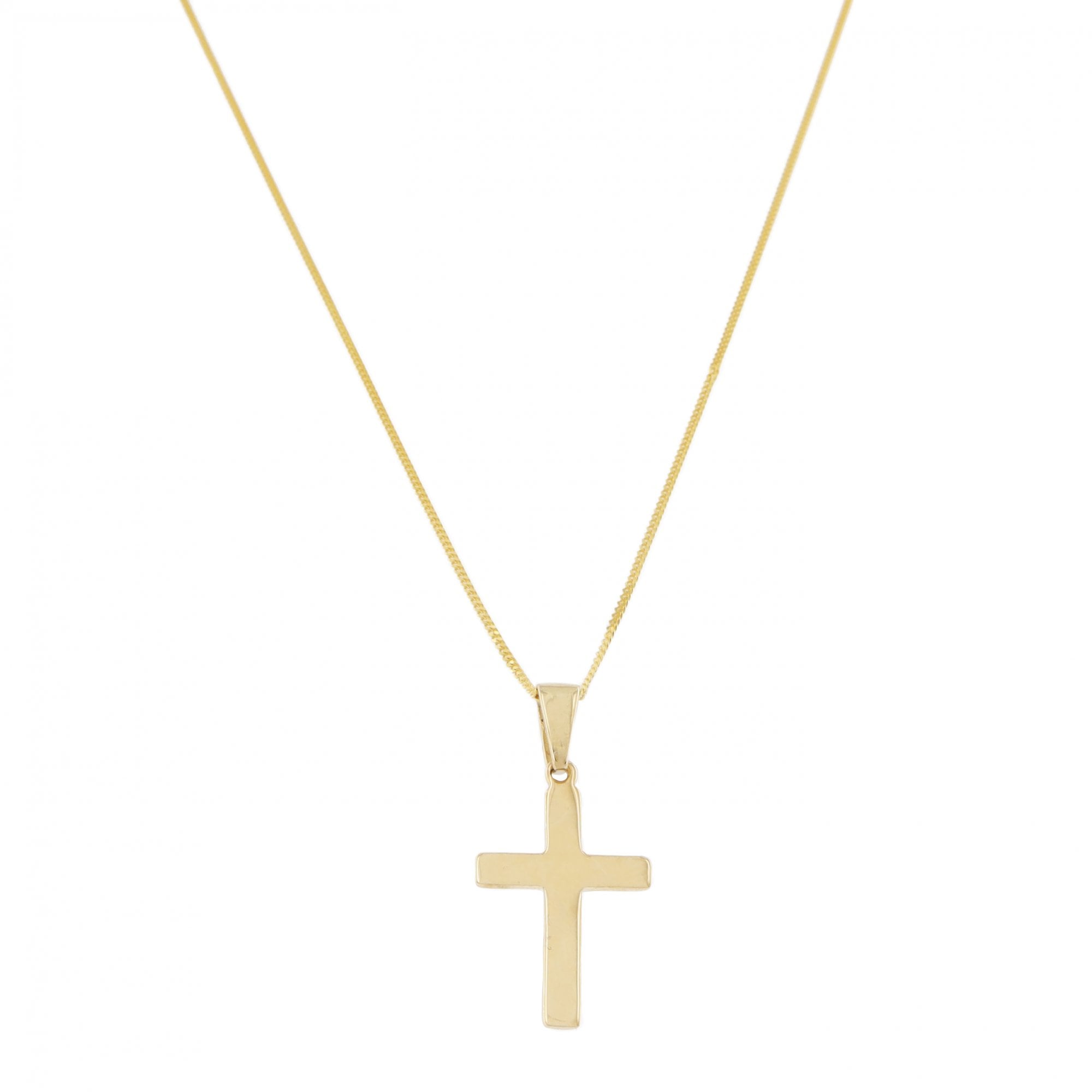 9ct Yellow Gold Medium Cross & Chain