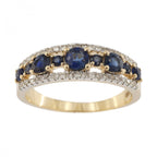 9ct Yellow Gold Sapphire & Diamond 1/2 Eternity Ring