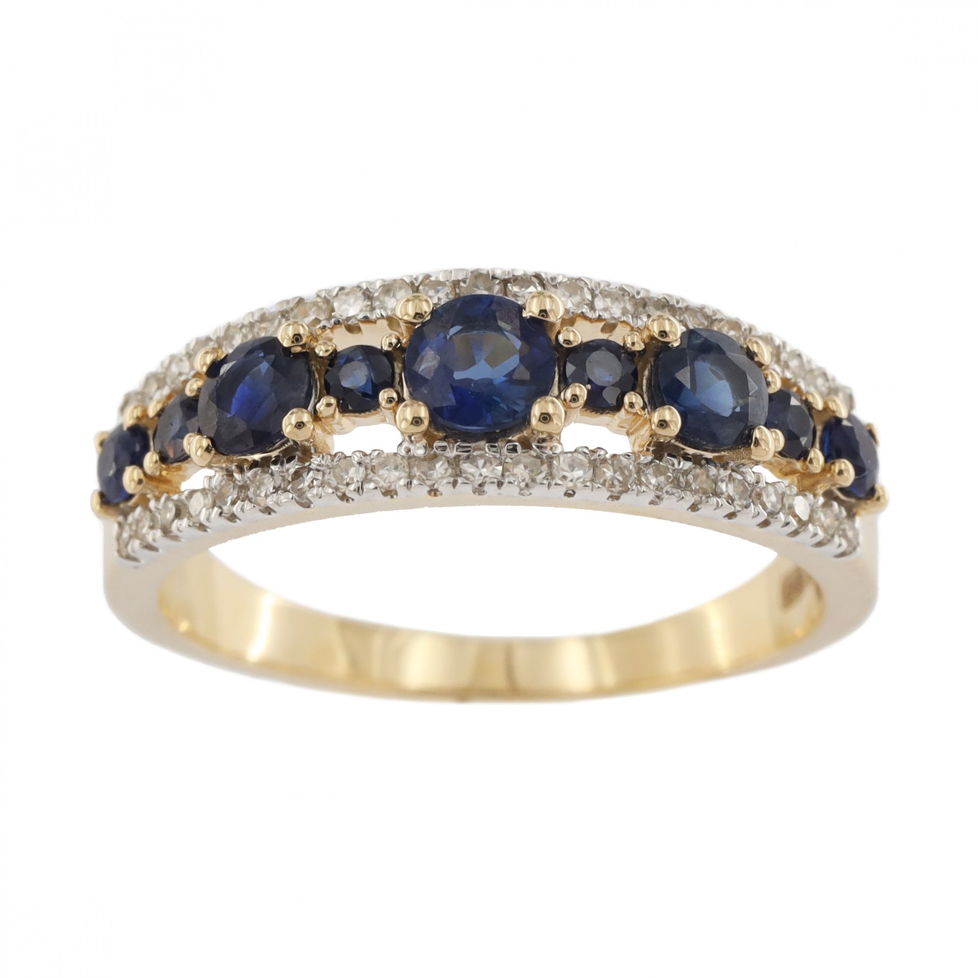 9ct Yellow Gold Sapphire & Diamond 1/2 Eternity Ring