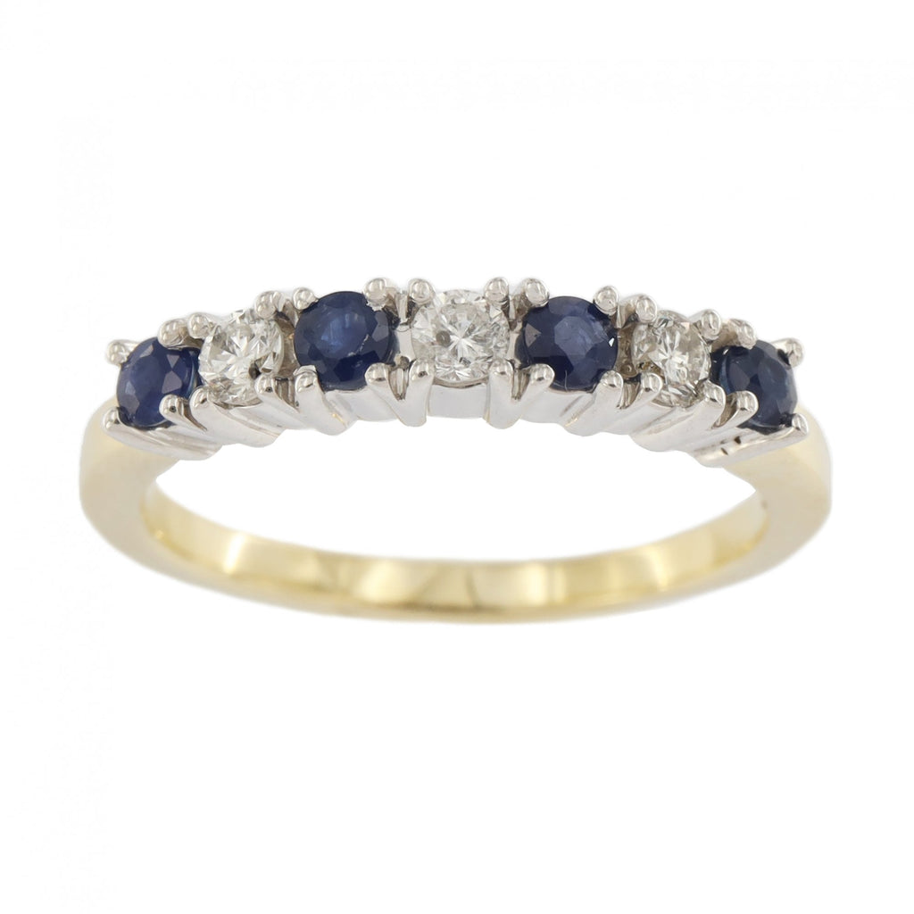 9ct Yellow Gold Sapphire & Diamond 1/2 Eternity Ring