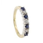 9ct Yellow Gold Sapphire & Diamond 1/2 Eternity Ring