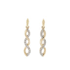 9ct Yellow & White Gold Diamond 0.10ct Twist Drop Earrings
