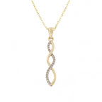 9ct Yellow & White Gold Diamond 0.10ct Twist Pendant & Chain