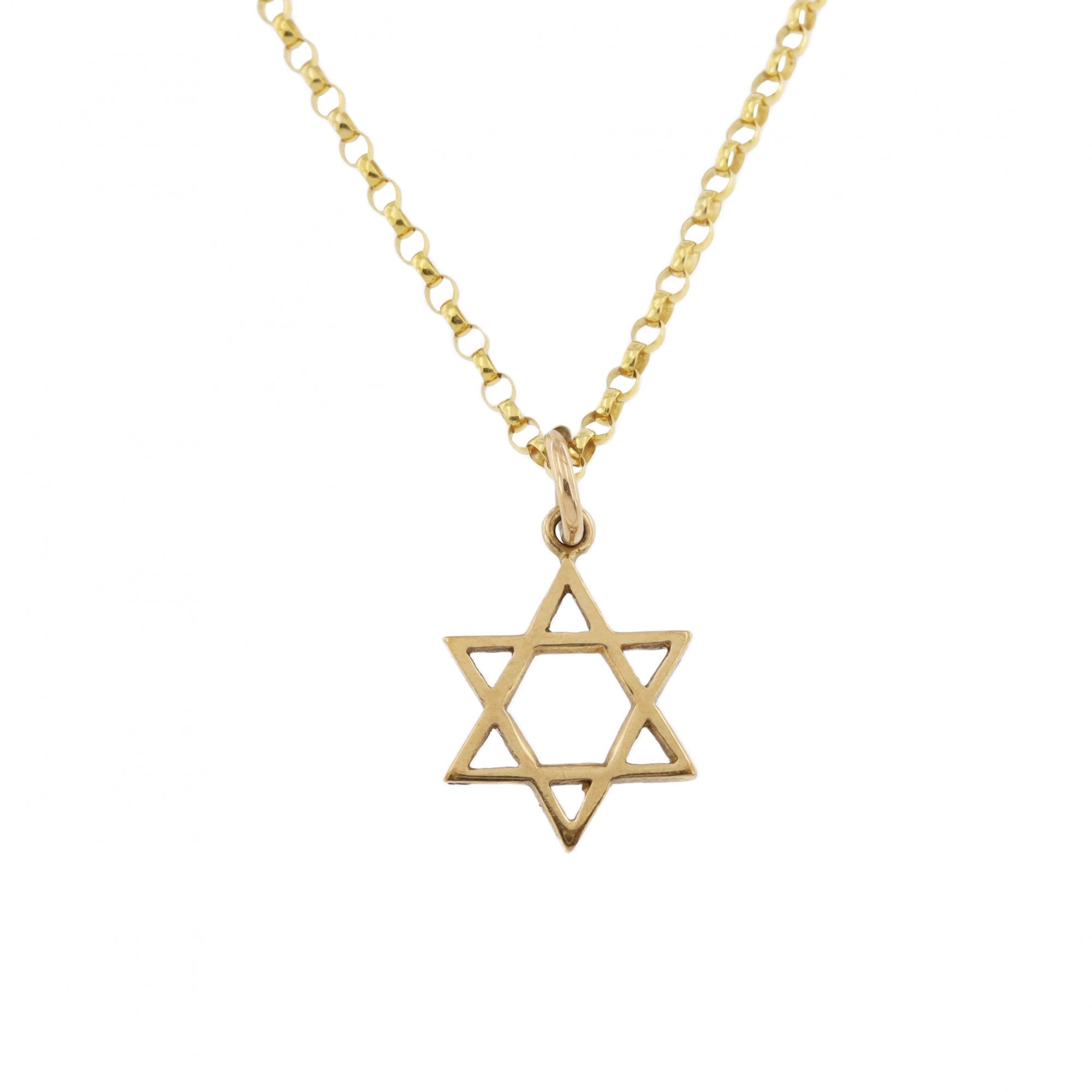 9ct Yellow Gold Star Of David Mini Pendant & Chain