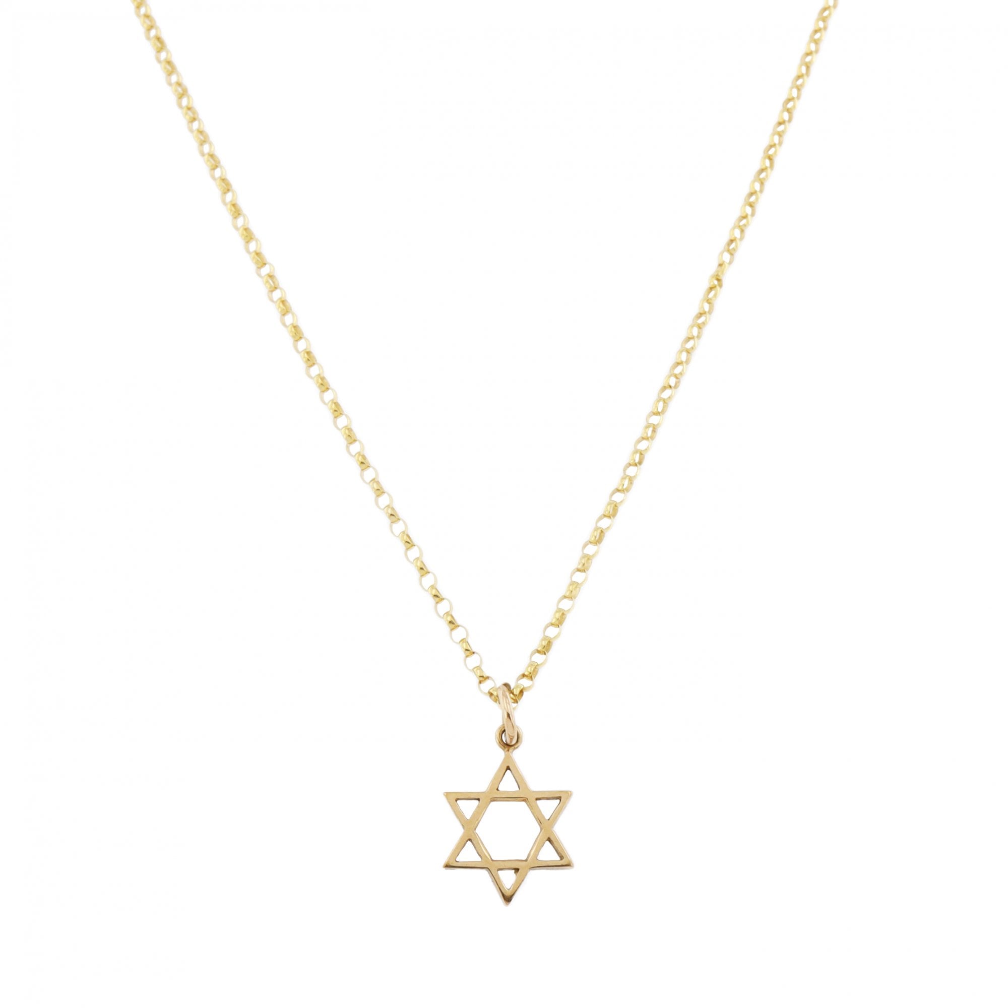 9ct Yellow Gold Star Of David Mini Pendant & Chain