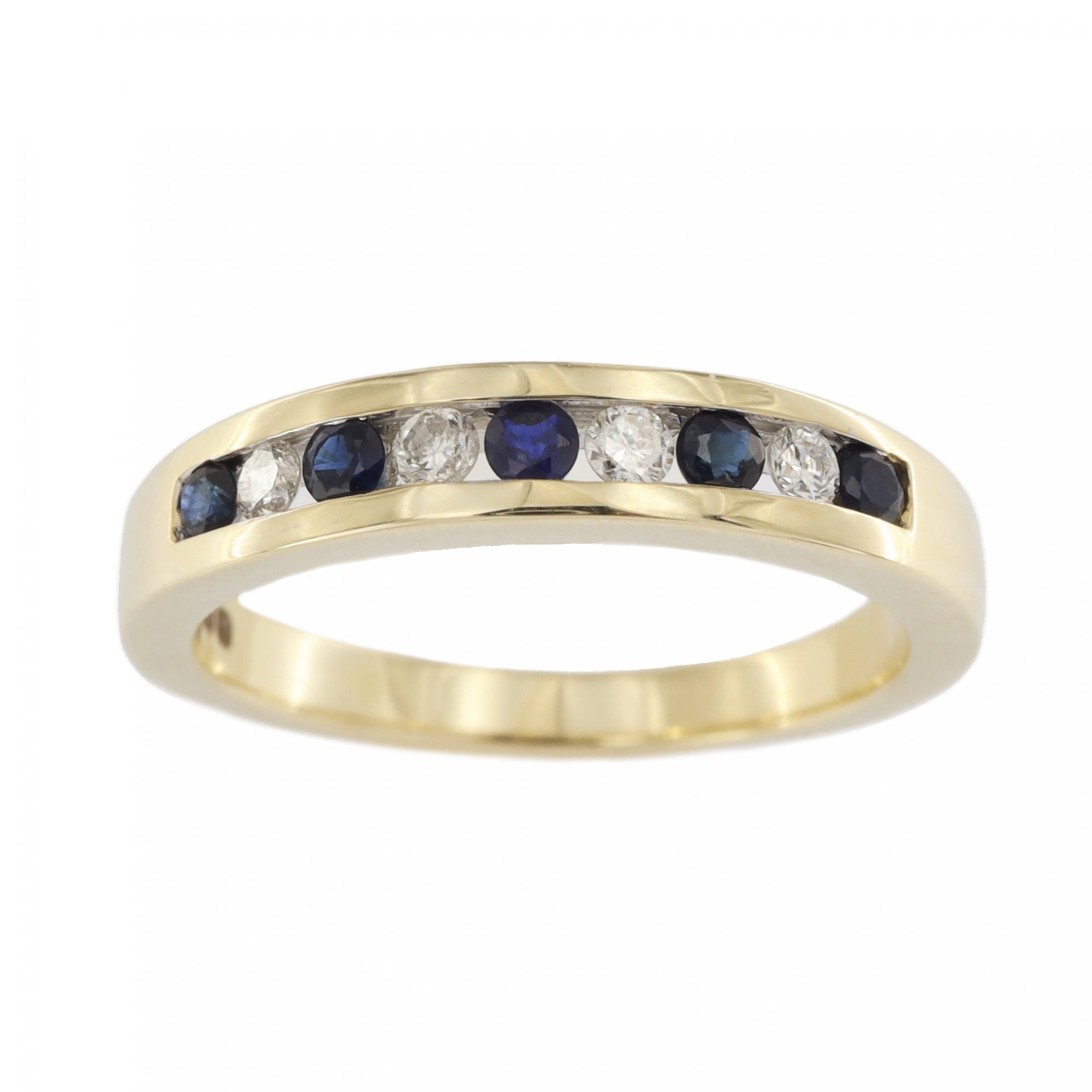 9ct Yellow Gold Sapphire & Diamond 1/2 Eternity Ring