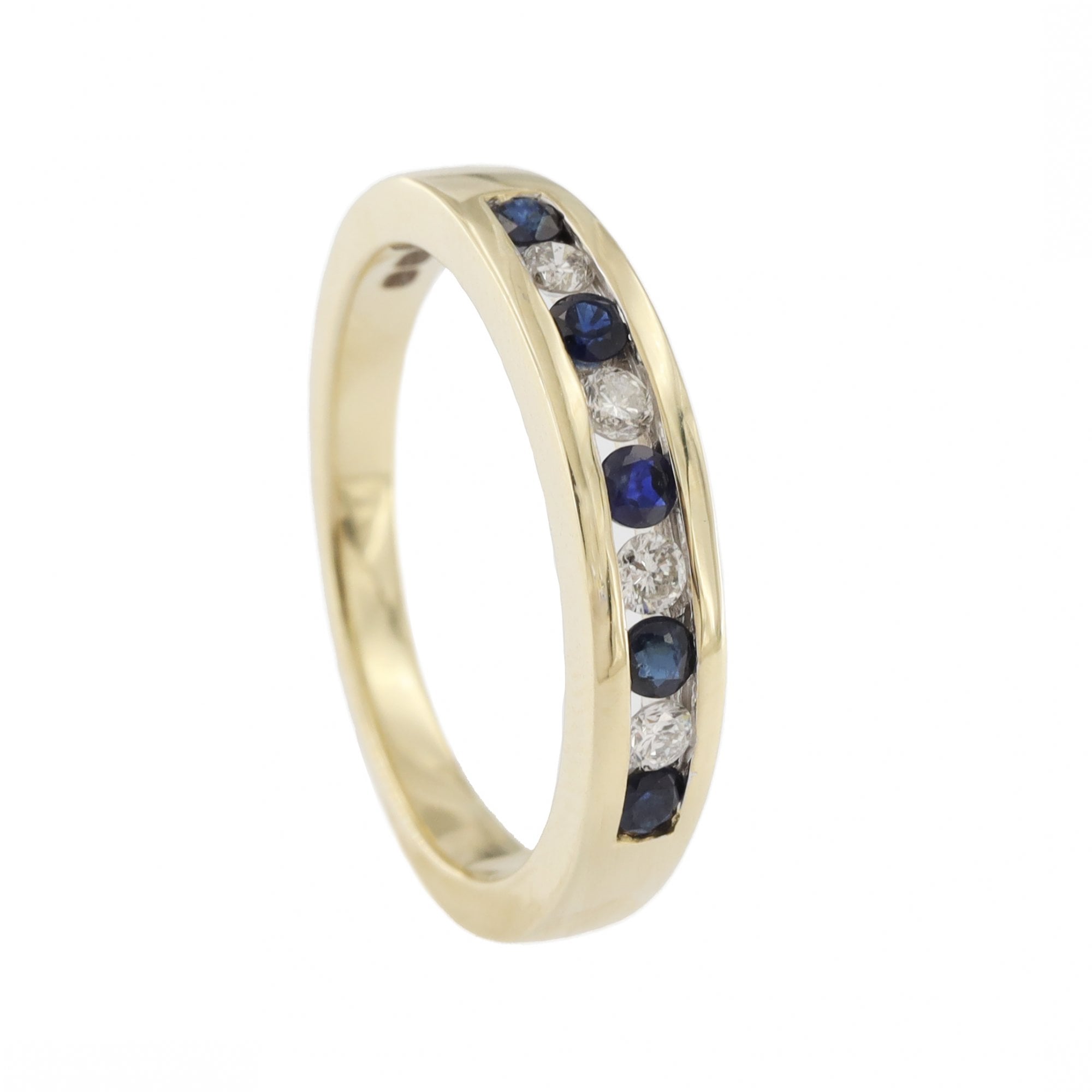 9ct Yellow Gold Sapphire & Diamond 1/2 Eternity Ring
